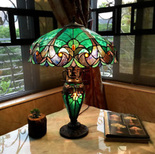 Lamp Tiffany Victorian Style Table Stained Glass Vintage Shade Light Desk Green picture
