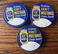 Vintage 1950s 60s  Kraft Mustard Metal Lids Lot Of (3) Creamy Smooth picture