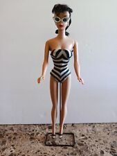 Vtg 1960's #5 Dark haired ponytail Barbie with original swimsuit, glasses, shoes picture