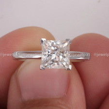 1 CT Princess Cut Moissanite Solitaire Engagement Ring Solid 14K White Gold VVS1 picture