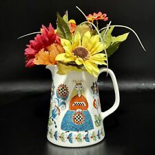 Saga Norsk FIGGJO FLINT Hand painted Pitcher Norway Vtg. 1960’s NO LID 6.5” Tall picture
