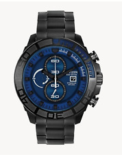 NWT Citizen CA0525-50L Eco-Drive Black Titanium Blue Dial Chronograph Watch picture