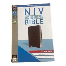 NIV, Thinline Bible, Large Print, Bonded Leather, Burgundy, Indexed, Red Letter  picture