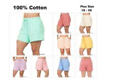 Zenana Women Plus High Quality Cotton Drawstring Waist Shorts with Pockets picture