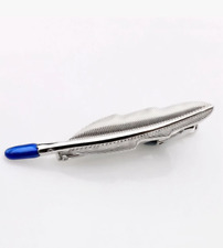 Gorgeous Special Edition Feather Design With Blue Enamel Men's Tie Clips/Bars picture