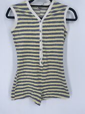 Vintage 50s Terrycloth Jumper One Piece Swimsuit Stripe Japan Made Yellow Rare picture