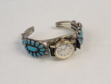 Vintage Navajo Sterling Silver Turquoise Cluster Watch Band ( Timex Indiglo ) picture
