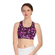 Chic Barbie Pink Sports Bra Custom All Over Barbie Print Design Women's Athletic picture