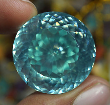 118 Ct Certified Natural Water Blue Zircon Cambodian Round Cut Loose Gemstone picture