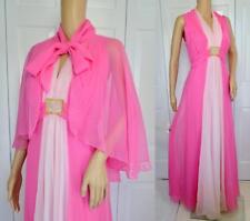 VTG 60s Emma Domb Pink Rhinestone Sheer Chiffon Draped Cape Formal Cocktail Dres picture