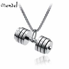 MENDEL Mens Stainless Steel Barbell Gym Weight Lifting Dumbbell Necklace Pendant picture