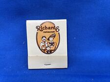 Vintage 70’s Richard’s Restaurant Bryant, IN Unused Matchbook Matches Unstruck  picture