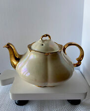 Vintage Ellgreave Heatmaster Opalescent Gold pearlized Teapot England Gold Gilt picture