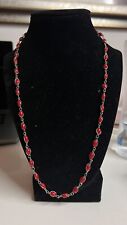 Nice Vintage Red Coral & Sterling Silver Korea Silver Necklace picture