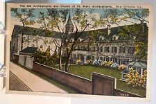 Vintage Louisiana Linen Postcard New Orleans Old Archbishopric Church St Mary picture