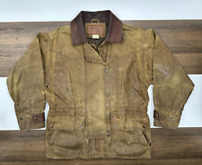 Vintage Outback Trading Mens M Brown Oilskin Waxed Cotton Jacket Waterproof Coat picture