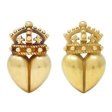 Kieselstein Cord 1987 18 Karat Yellow Gold Crown & Heart Vintage Earrings picture