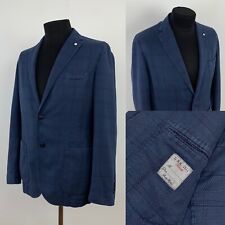 L.B.M 1911 Men’s Size 54 R - Blue Check Cotton 2 Piece Sport Blazer Jacket picture