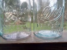 Pair of Antique DREY PERFECT MASON Jars Quart SCA/Purple & Blue Glass & Zinc Lid picture