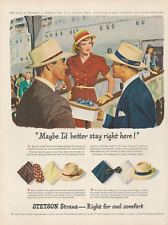 1947 Stetson Straws Hat Maybe I'd Better Stay Right Here Lady Ship Print Ad picture