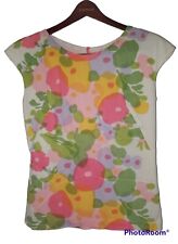 Vintage 1960s Floral Cap Sleeve Mod Jackie O Sleeveless Blouse Shirt Super FUN picture
