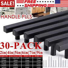 30Pack Matte Black Kitchen Cabinet Pulls Stainless Steel Drawer T Bar Handles US picture
