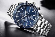 BENYAR Luxury Business Quartz Watch Men's Chronograph Stainless Steel Blue Dial picture