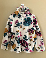 Anthropologie Saturday Sunday 1/2 Zip Sherpa Hooded Pullover Rosemarie XS Floral picture