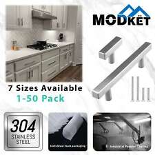 Brushed Nickel Square Modern Cabinet Handles Pulls Knobs Kitchen Stainless Steel picture