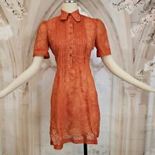 Vintage 1960's Dress Shirt Dress Orange Shift Precious Miniskirt Sheer Hippy  picture