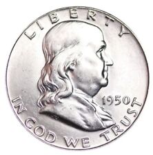 1950 Franklin 90% Silver Half Dollar Uncirculated US Mint picture