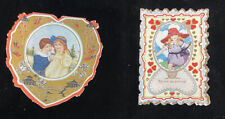 ANTIQUE WHITNEY MADE VALENTINE CARDS  Lot 2 Hearts Courting kids  picture