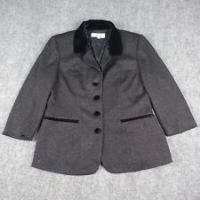 VINTAGE Versalle Jacket Womens 44 Black Shiny Glitter Velvet Collar New Years VT picture