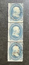 US 1861-62 Brilliant #63 Used Strip of 3 Vertical 6R463 picture
