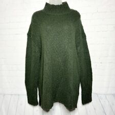 Vince green wool chunky knit mock neck sweater size large new picture