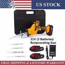 21V Cordless Reciprocating Saw Variable Speed w/ 2 Batteries & Charger & 4Blades picture