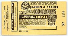 1971 HOPKINSVILLE KY FARIGROUNDS CARSON & BARNES CIRCUS ELKS LODGE TICKET Z1513 picture