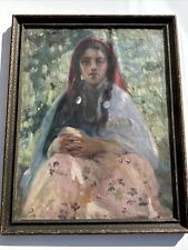 ANTIQUE IMPRESSIONIST PAINTING PORTRAIT YOUNG WOMAN GIRL FEMALE MODEL 1910'S OIL picture