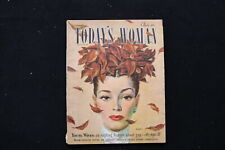 1946 OCTOBER TODAY'S WOMAN MAGAZINE - A PAINTING OF WOMAN IN HAT COVER - E 10434 picture