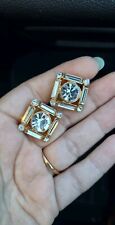 Napier Vintage Earrings Gold Sparkling Geometric Rhonb Rhinestone Crystal Signed picture