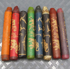 Vintage Mid Century Preschool Crayons 8 Colors Zoo Animals Noah Ark Wrappers USA picture