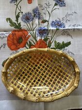 Vintage Hollywood Regency Gold Tone Bamboo Ormolu Soap Trinket Dish picture