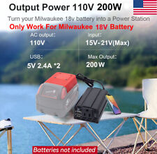 200W Portable Power Supply Inverter for Milwaukee 18V Battery, DC 18V to AC 110V picture