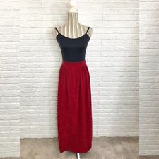 Vintage Burgundy Maxi Skirt Size Medium Floor Length Full Length Solid Red picture