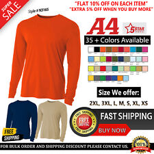 A4 Mens Long Sleeve Dri-Fit Cooling 44+ UPF Performance Stylish T-Shirt - N3165 picture
