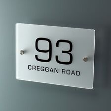 Frosted Acrylic House Number Sign Personalised Printed Address Wall Plaque picture