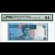 Indonesia Banknote 50000 Rupiah 2005/2014 P152e Ascending Ladder 123456 PMG 64 E picture