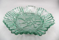 Vintage Federal Glass Pioneer Green Centerpiece Bowl Crimped Embossed Fruit EUC picture