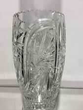 Vintage Bohemian Czech Cut Crystal Tall Vase Hand Cut picture