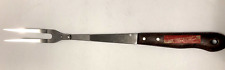 Imperial Stainless Steel Serving Meat Fork with Wonda Wood Handle VTG -USA -RARE picture